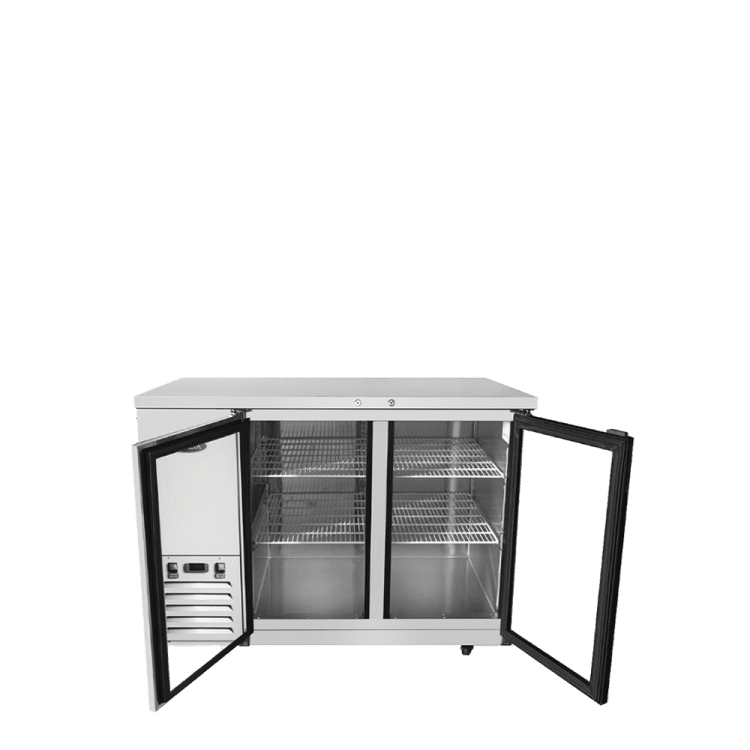 Atosa MBB59GGR 59" Stainless Steel Two Section Glass Door Back Bar Cooler