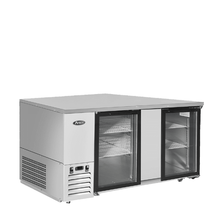Atosa MBB69GGR 69" Stainless Steel Two Section Glass Door Back Bar Cooler