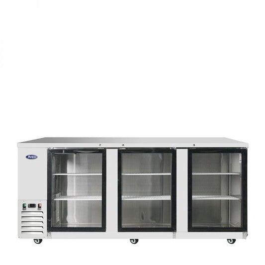Atosa MBB90GGR 90" Stainless Steel Three Section Glass Door Back Bar Cooler