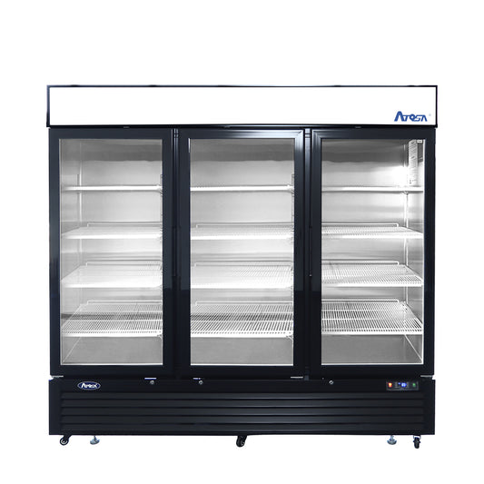 Atosa MCF8724GR 82" Three Section Glass Door Merchandiser Refrigerator