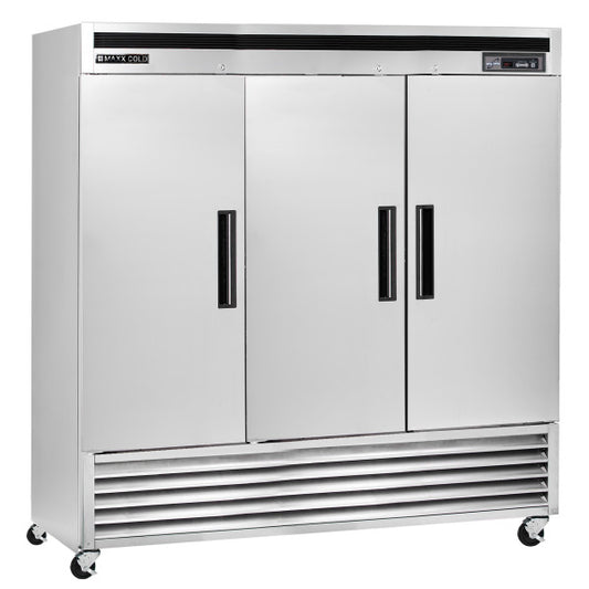 Maxx Cold MCF-72FDHC 81" Three Section Solid Door Reach-In Freezer