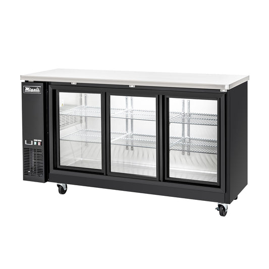 Migali C-BB72SG-HC 72" Three Section Glass Door Back Bar Cooler