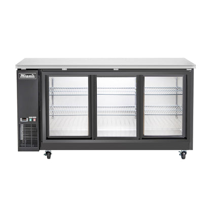 Migali C-BB72SG-HC 72" Three Section Glass Door Back Bar Cooler