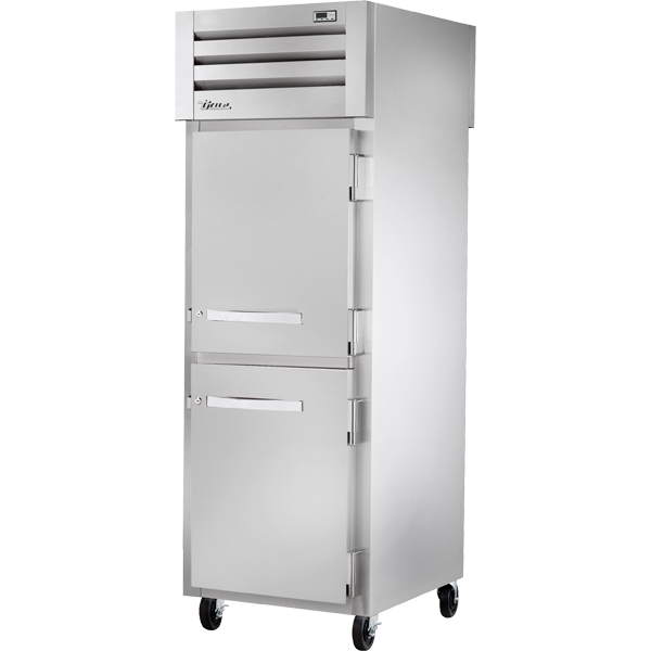 True STG1RPT-2HS-1S-HC 28" One Section Half Solid Door Pass Through Refrigerator with Full Solid Back Door