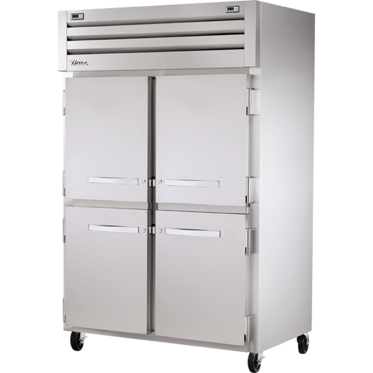 True STG2DT-4HS 53" Two Section Solid Half Door Dual Temperature Refrigerator / Freezer