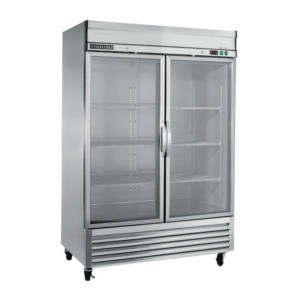 Maxx Cold MXSR-49GDHC 54" Two Section Glass Door Reach-In Refrigerator