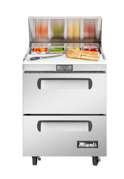 Migali C-SP27-8-D-HC 28" Two Drawer Refrigerated Sandwich / Salad Prep Table