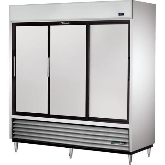 True TSD-69-HC 78" Three Section Solid Door Reach-In Refrigerator