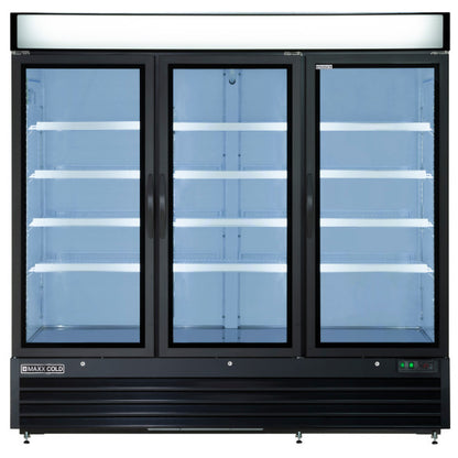 Maxx Cold MXM3-72RBHC 81" Three Section Glass Door Merchandiser Refrigerator