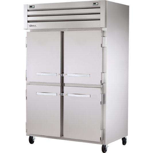 True STA2DT-4HS 53" Two Section Solid Half Door Dual Temperature Refrigerator / Freezer