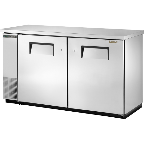 True TBB-24-60-S-HC 61" Stainless Steel Two Section Solid Door Back Bar Cooler