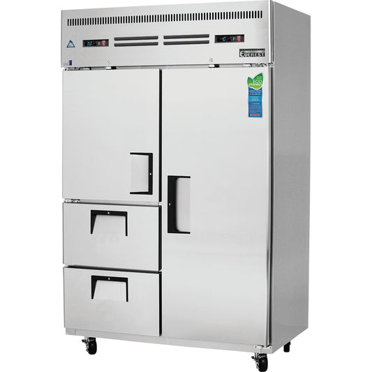 Everest ESRF2D2 50" Two Section Dual Temperature Reach-In Refrigerator / Freezer with 1 Full Door, 1 Half Door, and 2 Drawers