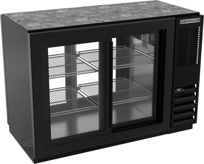 Beverage-Air BB48HC-1-GS-F-PT-B 48" Two Section Food Rated Glass Door Pass-Through Back Bar Cooler