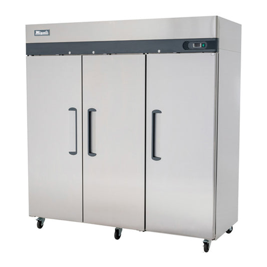 Migali C-3R-HC 78" Three Section Solid Door Reach-In Refrigerator