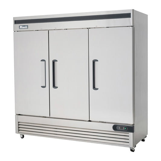 Migali C-3RB-HC 82" Three Section Solid Door Reach-In Refrigerator