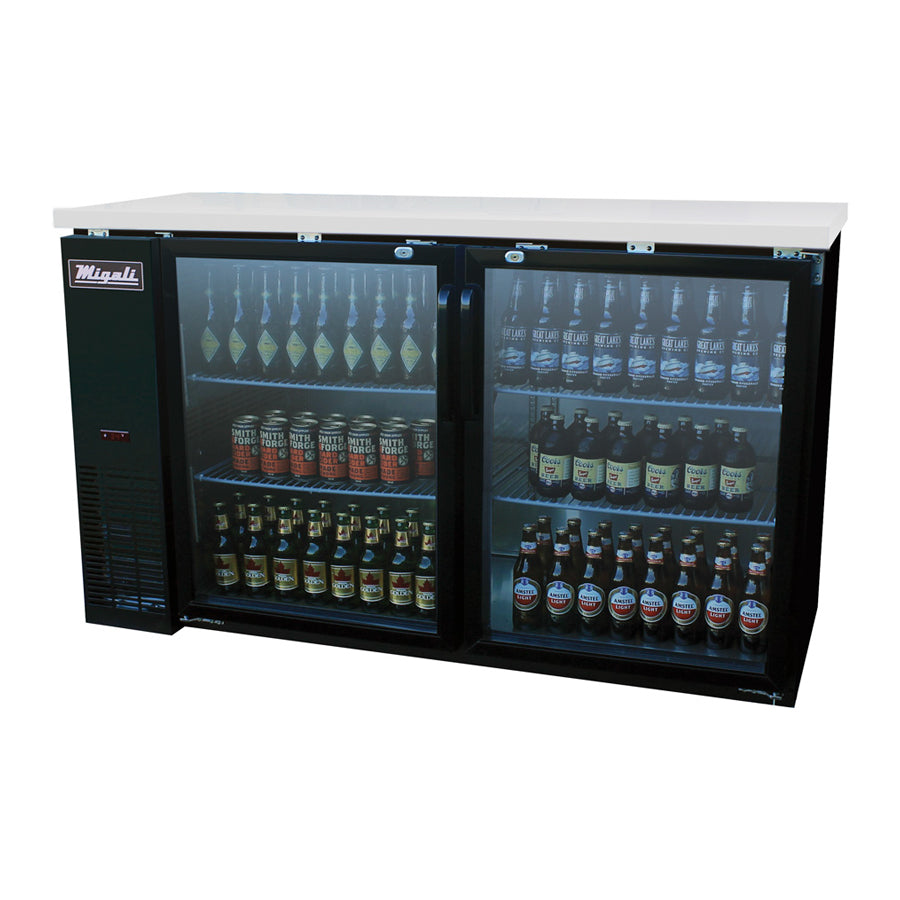 Migali C-BB60G-HC 60" Two Section Glass Door Back Bar Cooler