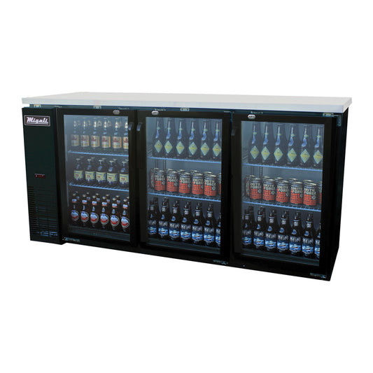 Migali C-BB72G-HC 72" Three Section Glass Door Back Bar Cooler