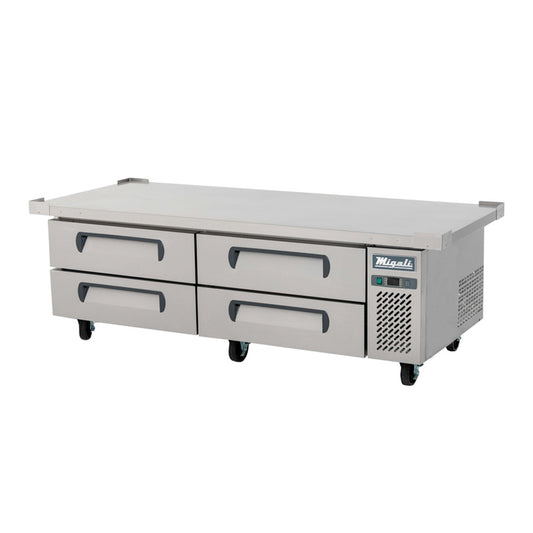 Migali C-CB72-76-HC 76" Four Drawer Refrigerated Chef Base with 4" Overhang