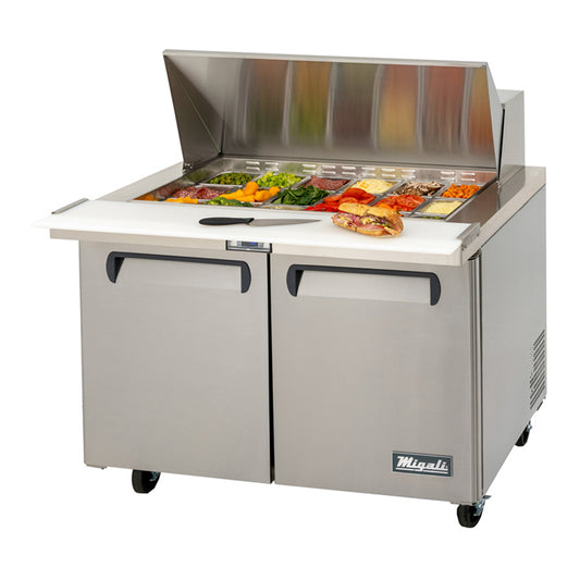 Migali C-SP48-18BT-HC 48" Two Door Mega Top Refrigerated Sandwich / Salad Prep Table