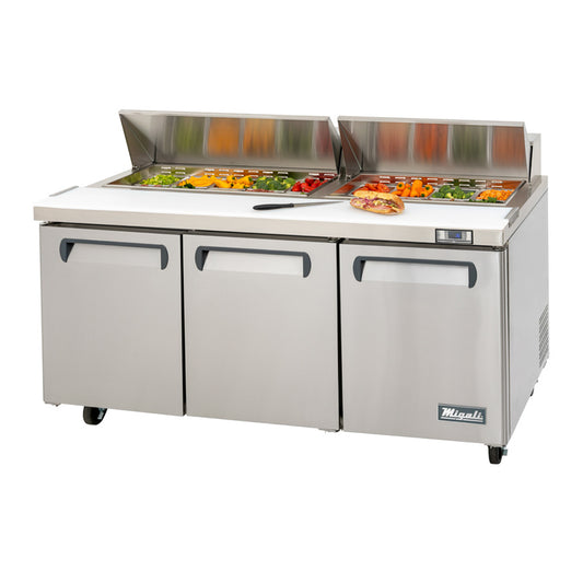 Migali C-SP72-18-HC 72" Three Door Refrigerated Sandwich / Salad Prep Table