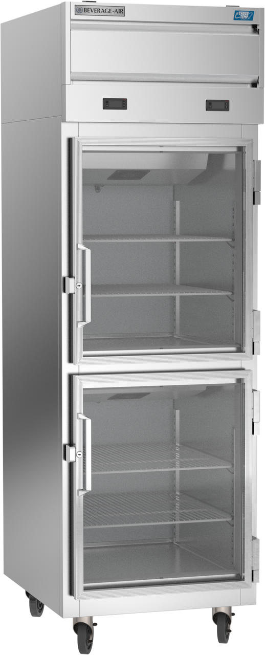 Beverage-Air CT12-12HC-1HG 27" Cross Temp Series One Section Half Glass Door Dual Temperature Reach-In Refrigerator / Freezer