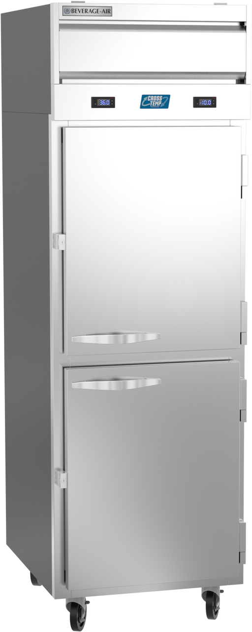 Beverage-Air CT12-12HC-1HS 27" Cross Temp Series One Section Half Solid Door Dual Temperature Reach-In Refrigerator / Freezer