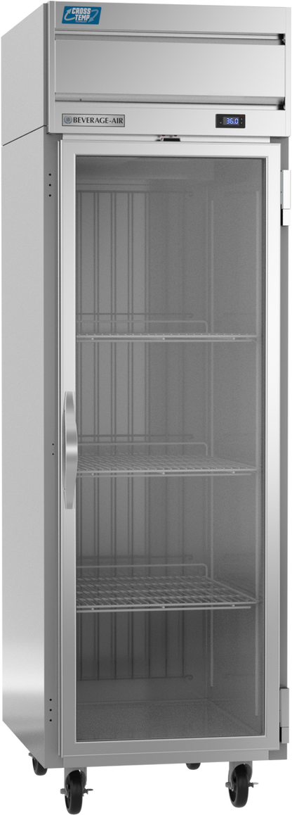 Beverage-Air CT1HC-1G 26" Cross Temp Series One Section Glass Door Dual Temperature Reach-In Refrigerator / Freezer