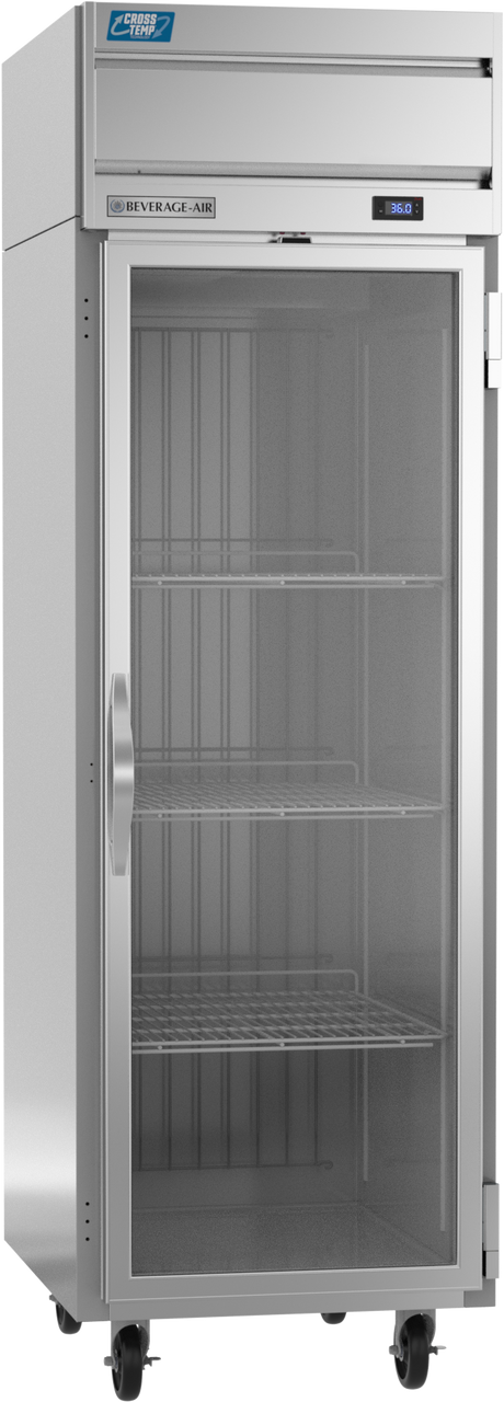 Beverage-Air CT1HC-1G 26" Cross Temp Series One Section Glass Door Dual Temperature Reach-In Refrigerator / Freezer