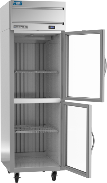 Beverage-Air CT1HC-1HG 26" Cross Temp Series One Section Half Glass Door Dual Temperature Reach-In Refrigerator / Freezer