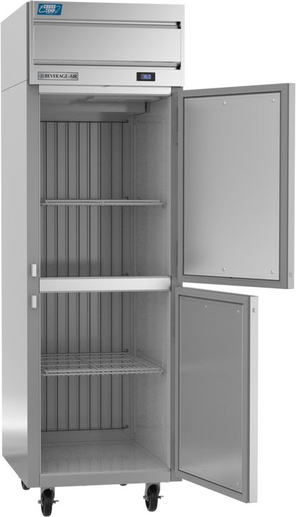 Beverage-Air CT1HC-1HS 26" Cross Temp Series One Section Half Solid Door Dual Temperature Reach-In Refrigerator / Freezer