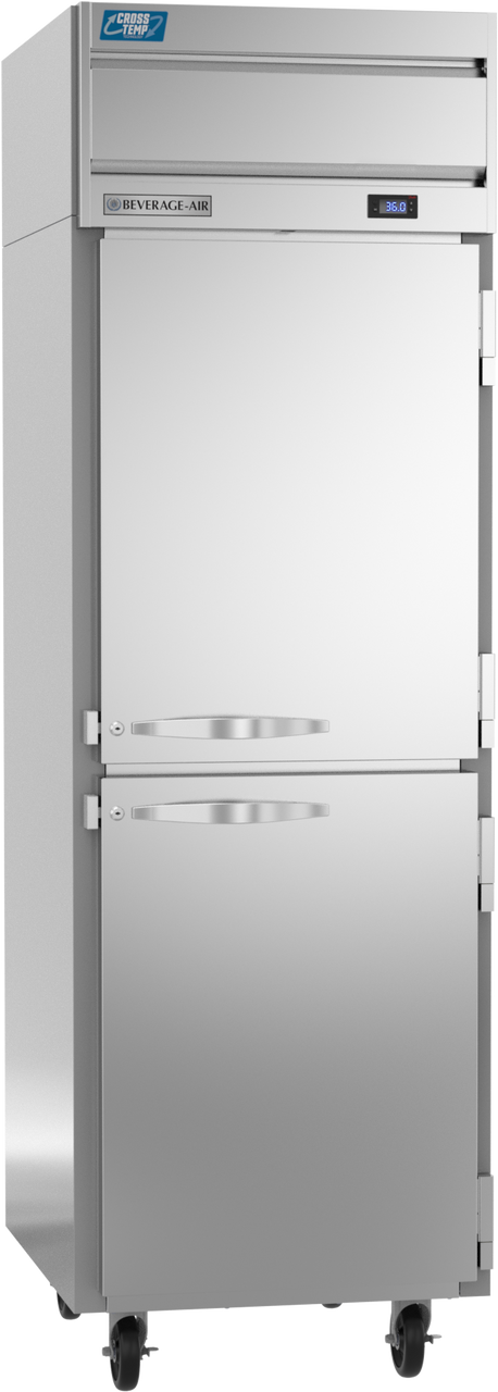 Beverage-Air CT1HC-1HS 26" Cross Temp Series One Section Half Solid Door Dual Temperature Reach-In Refrigerator / Freezer
