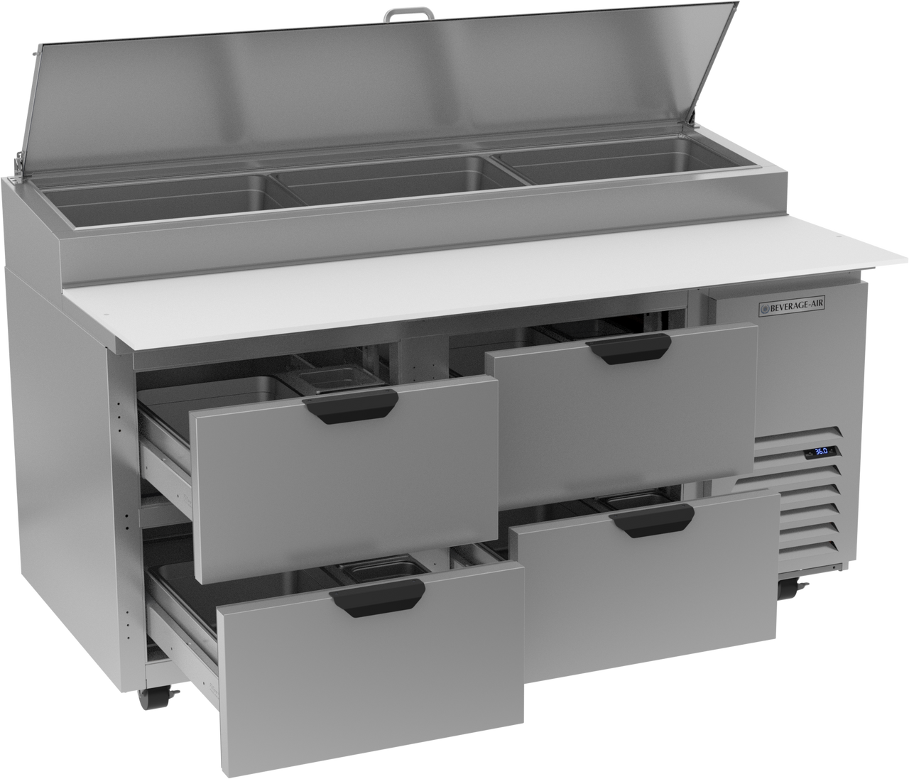Beverage-Air DPD67HC-4 67" Four Drawer Refrigerated Pizza Prep Table