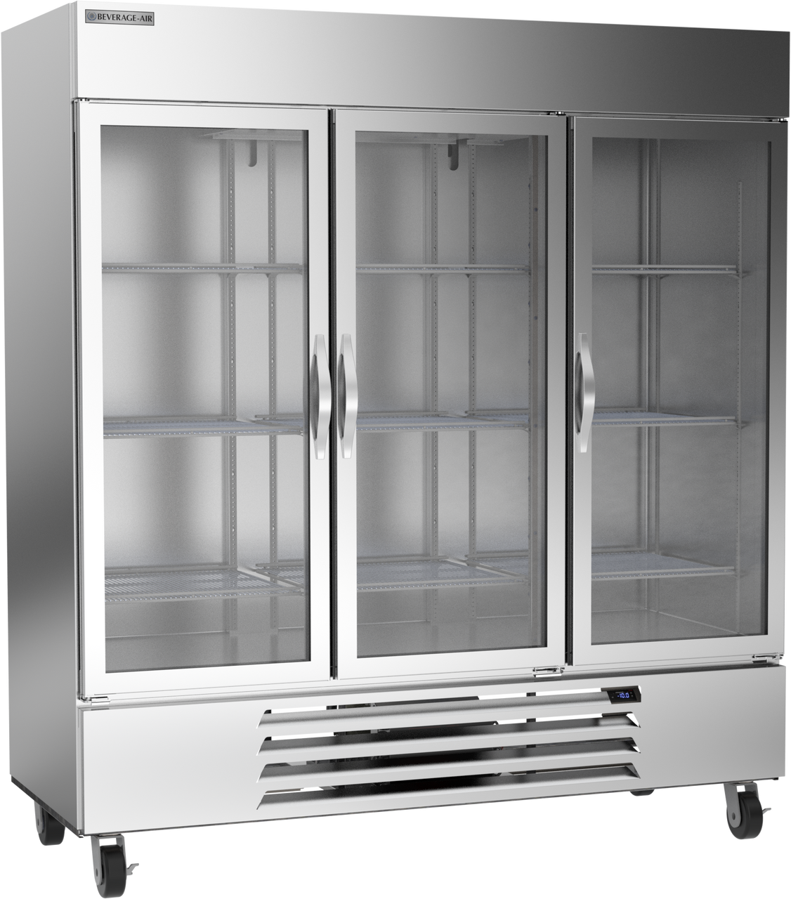 Beverage-Air HBF72HC-5-G 75" Horizon Series Three Section Glass Door Reach-In Freezer