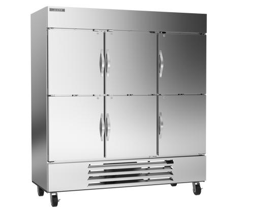 Beverage-Air HBF72HC-5-HS 75" Horizon Series Three Section Solid Half Door Reach-In Freezer