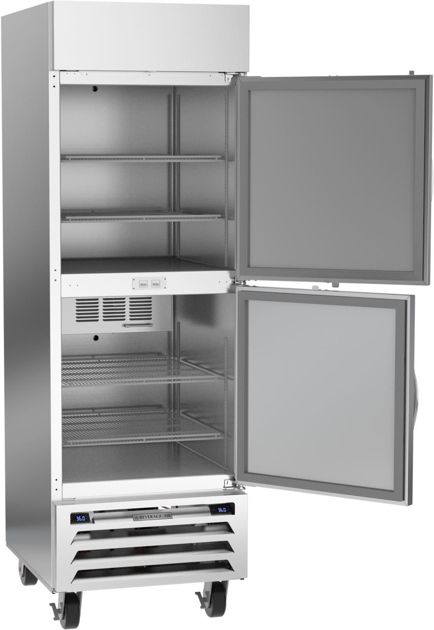 Beverage-Air HBRF23HC-1-A 27" Horizon Series One Section Solid Half Door Dual Teamperature Reach-In Refrigerator / Freezer