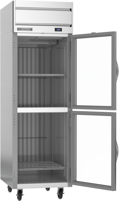 Beverage-Air HR1HC-1HG 26" One Section Glass Half Door Reach-In Refrigerator
