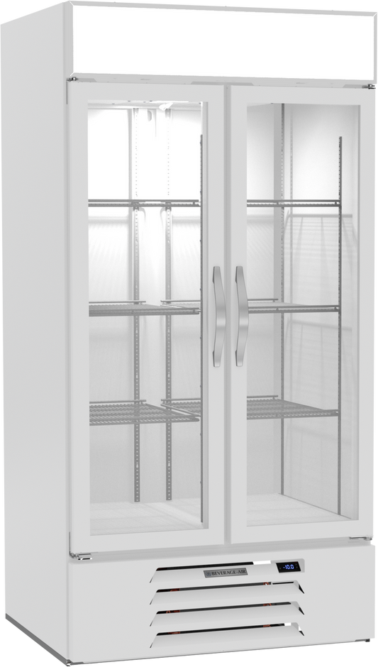 Beverage-Air MMF35HC-1-W 40" MarketMax Series Two Section Glass Door Merchandiser Freezer in White