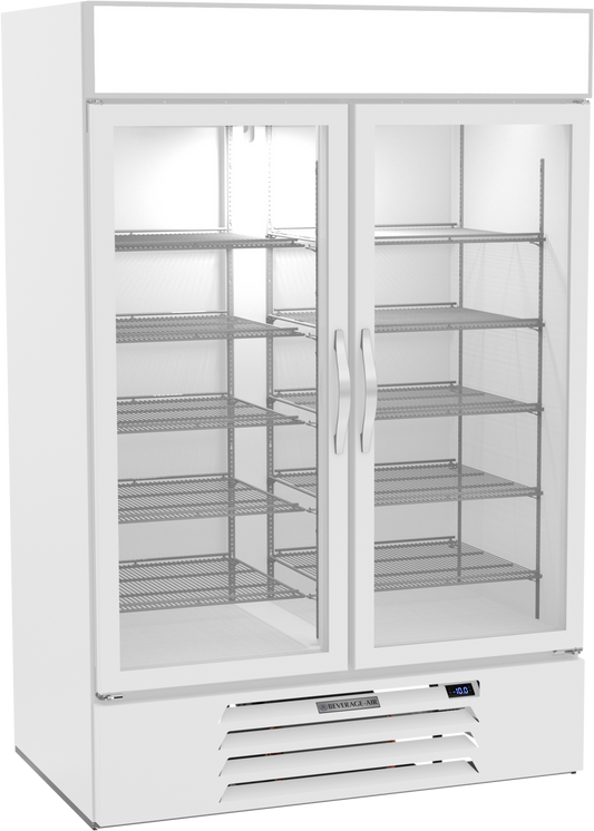 Beverage-Air MMF49HC-1-W 52" MarketMax Series Two Section Glass Door Merchandiser Freezer in White
