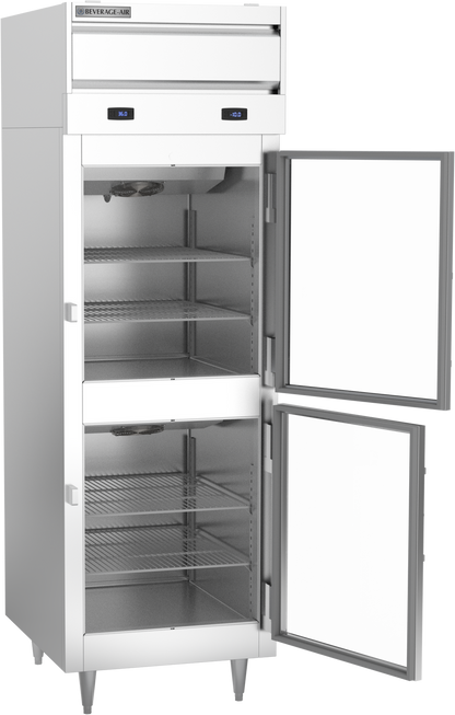 Beverage-Air PRF12-12HC-1HG 27" P Series One Section Glass Half Door Dual Temperature Reach-In Refrigerator / Freezer