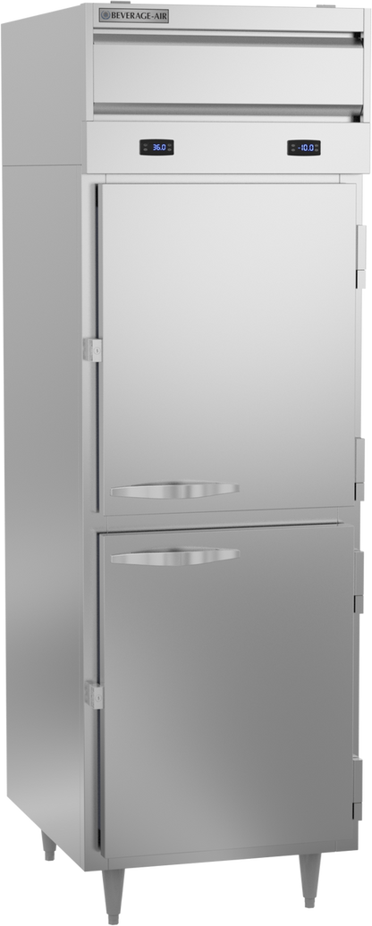 Beverage-Air PRF12-12HC-1HS 27" P Series One Section Solid Half Door Dual Temperature Reach-In Refrigerator / Freezer