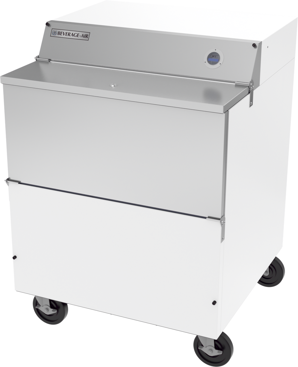 Beverage-Air SMF34HC-1-W-02 34" Forced Air White 1-Sided Milk Cooler with Stainless Steel Interior