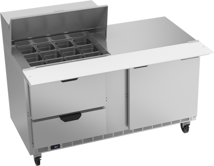 Beverage-Air SPED60HC-12M-2 60" Mega Top Refrigerated Sandwich / Salad Prep Table with 2 Left Drawers and 1 Door