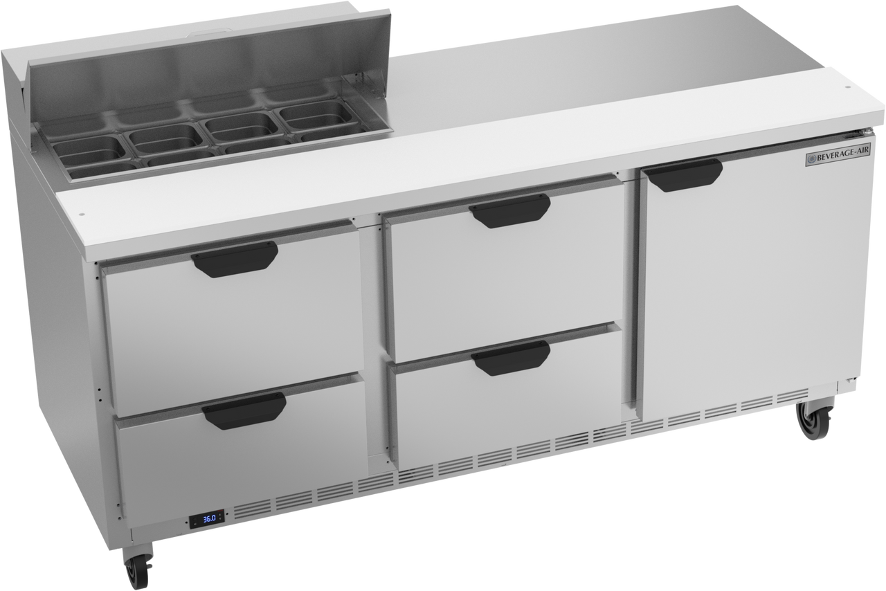 Beverage-Air SPED72HC-08-4 72" Four Drawer Refrigerated Sandwich / Salad Prep Table