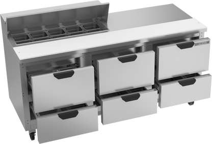 Beverage-Air SPED72HC-10-6 72" Six Drawer Refrigerated Sandwich / Salad Prep Table