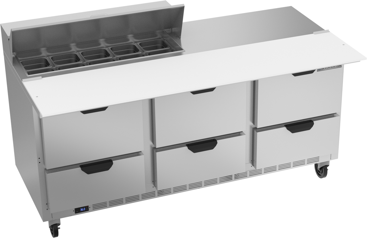 Beverage-Air SPED72HC-10C-6 72" Six Drawer Cutting Top Refrigerated Sandwich / Salad Prep Table