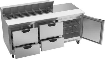 Beverage-Air SPED72HC-12-4 72" Four Drawer Refrigerated Sandwich / Salad Prep Table