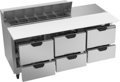 Beverage-Air SPED72HC-12C-6 72" Six Drawer Cutting Top Refrigerated Sandwich / Salad Prep Table