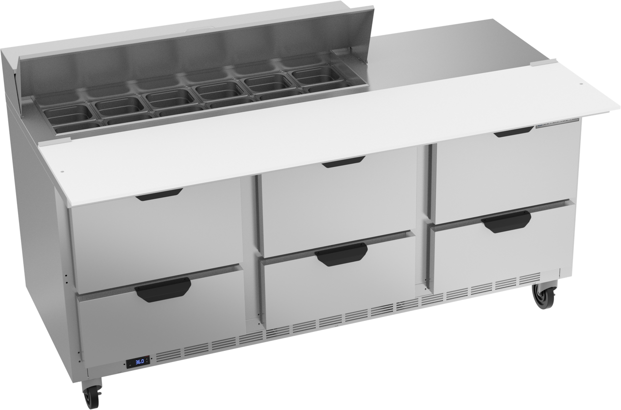 Beverage-Air SPED72HC-12C-6 72" Six Drawer Cutting Top Refrigerated Sandwich / Salad Prep Table