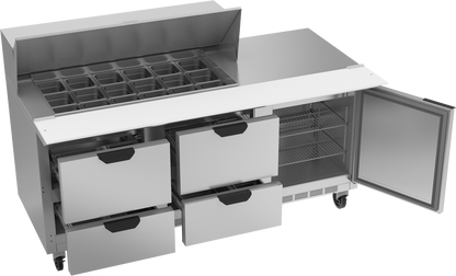 Beverage-Air SPED72HC-18M-4 72" Four Drawer Mega Top Refrigerated Sandwich / Salad Prep Table