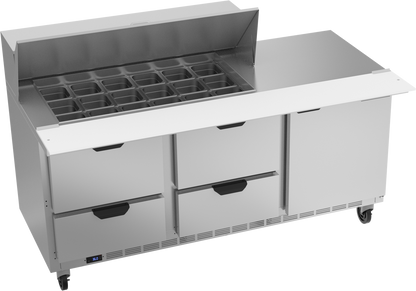 Beverage-Air SPED72HC-18M-4 72" Four Drawer Mega Top Refrigerated Sandwich / Salad Prep Table